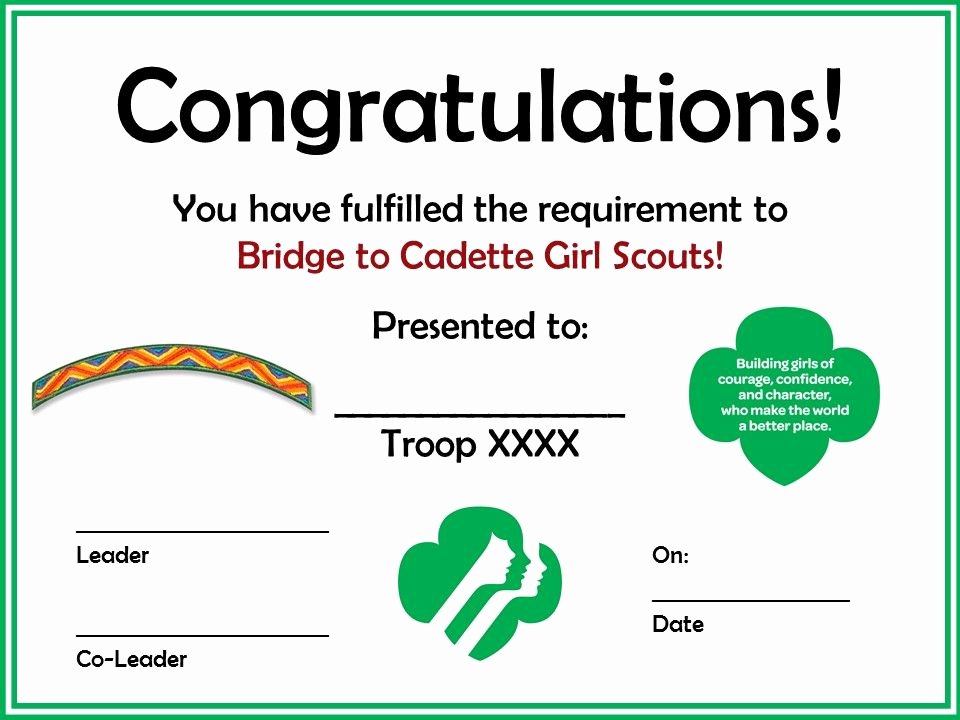 Girl Scout Bridging Certificate Lovely Pin On Girl Scouts