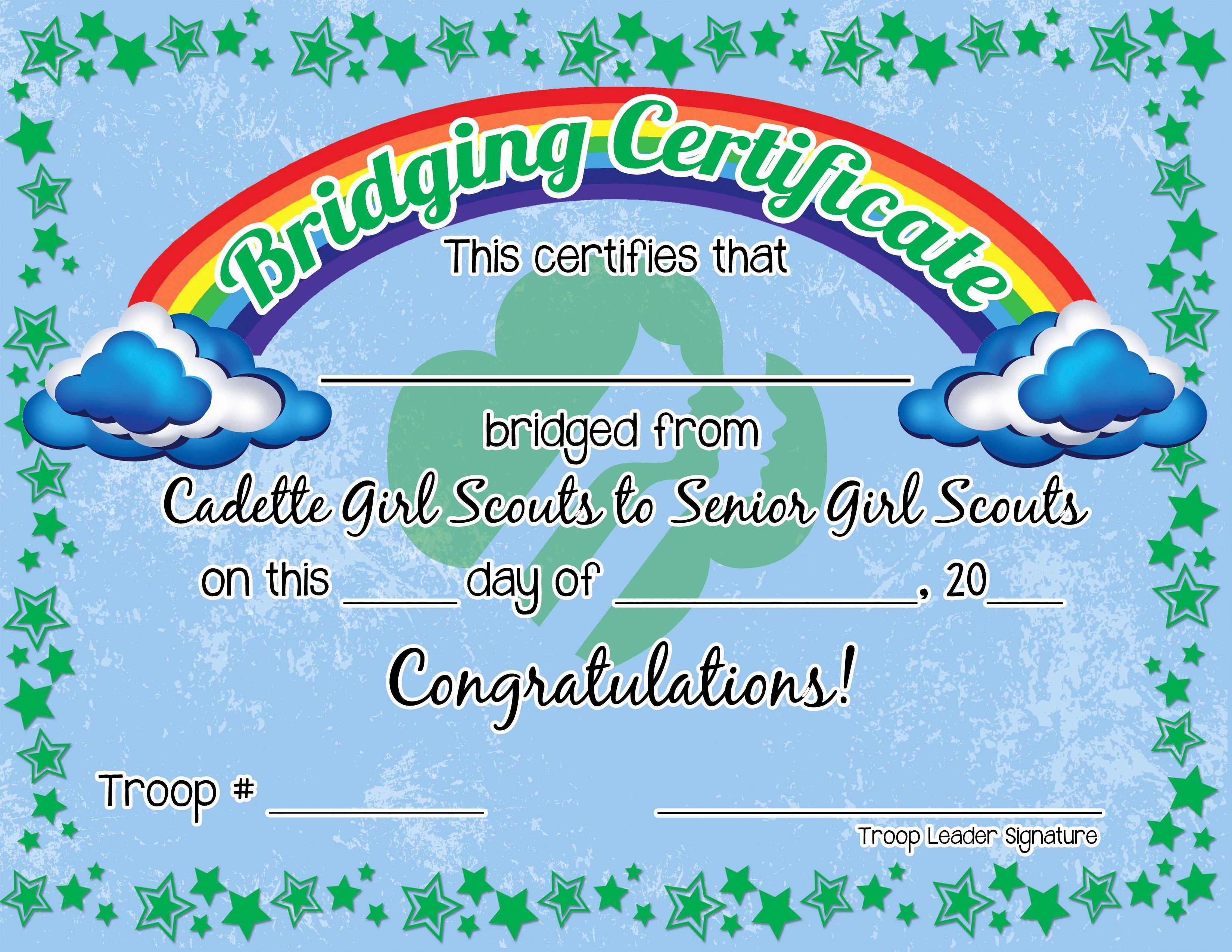 Girl Scout Bridging Certificates Lovely Certificate for Bridging From Cadette to Senior Girl Scouts Pinterest