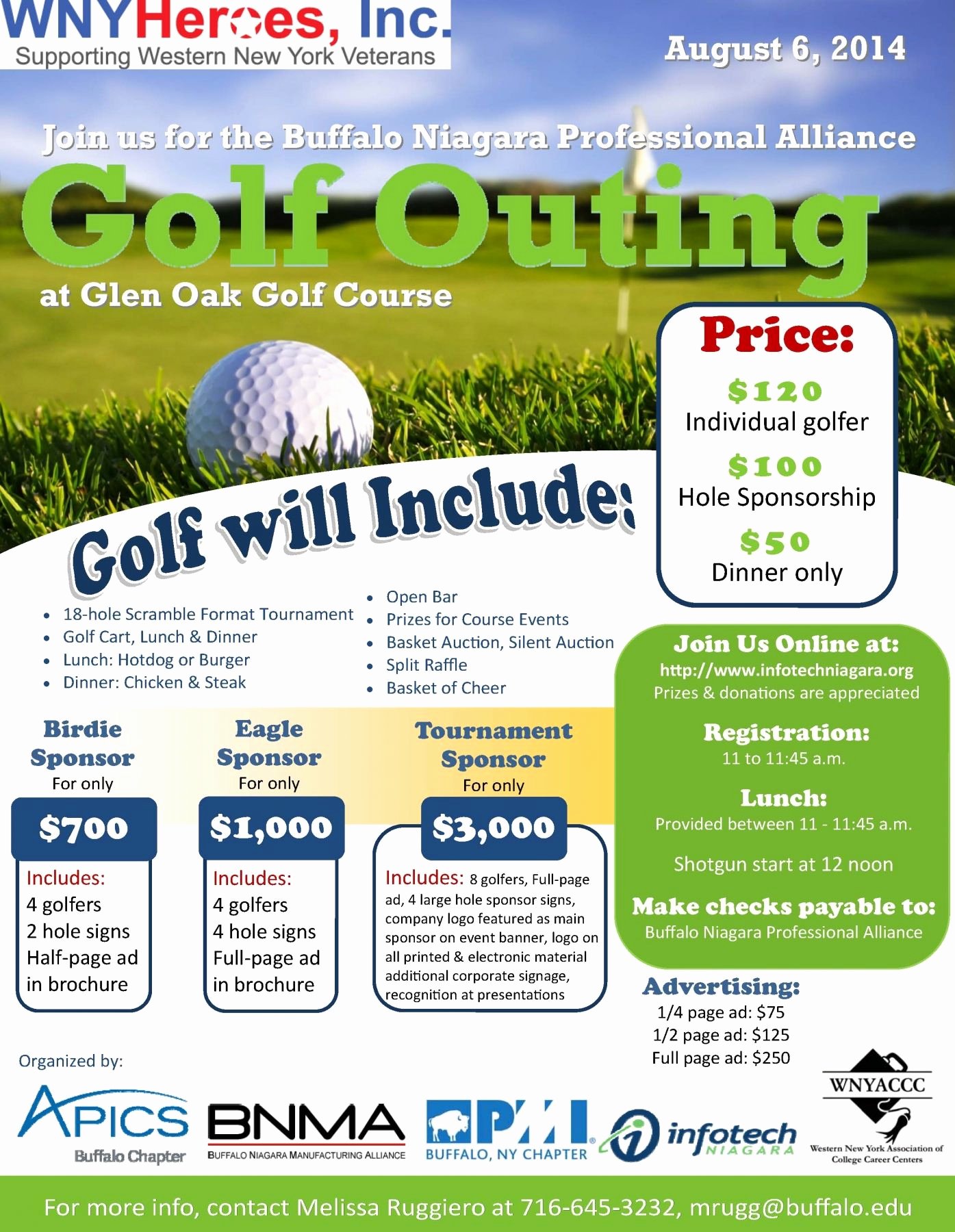 Golf Flyer Template Free Awesome Wny Heroes Inc Golf tournament Glen Oak Flyer Ideas Templates