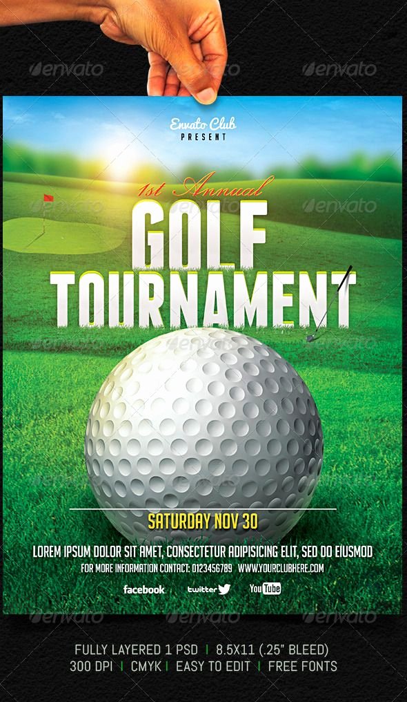 Golf Flyer Template Free Fresh Golf tournament Flyer Graphicriver Fully Layered 1 Psd Fully Editable 8 5×11” 25” Bleed