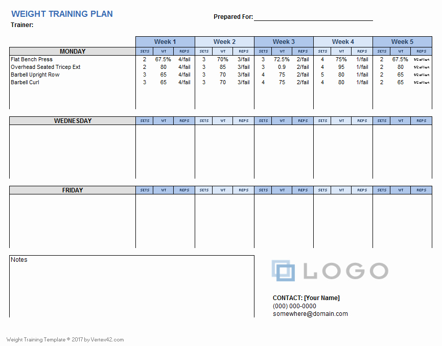 Golf Practice Schedule Template Best Of Weight Training Plan Template for Excel