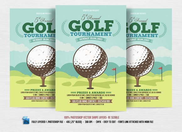 Golf tournament Brochure Template Beautiful Golf tournament Flyer Flyer Templates Creative Market
