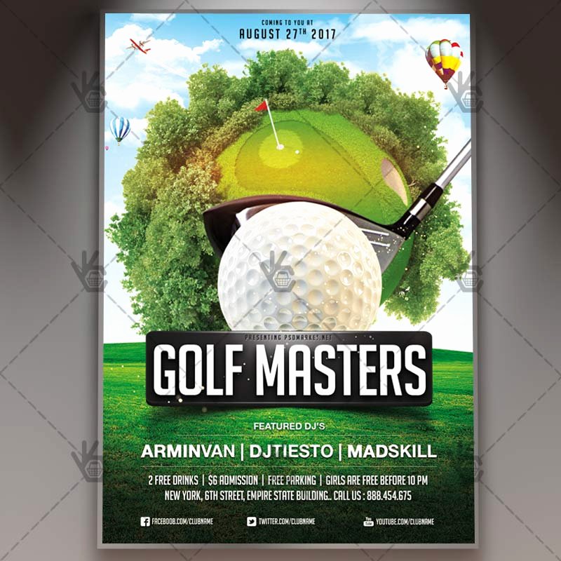 Golf tournament Flyer Template Elegant Golf Masters Premium Flyer Psd Template