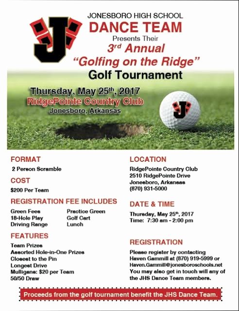 Golf tournament Fundraiser Flyer Awesome Jhs Dance Team Fundraising Golf tournament 2017