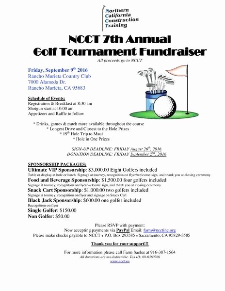 Golf tournament Fundraiser Flyer Inspirational Ncct