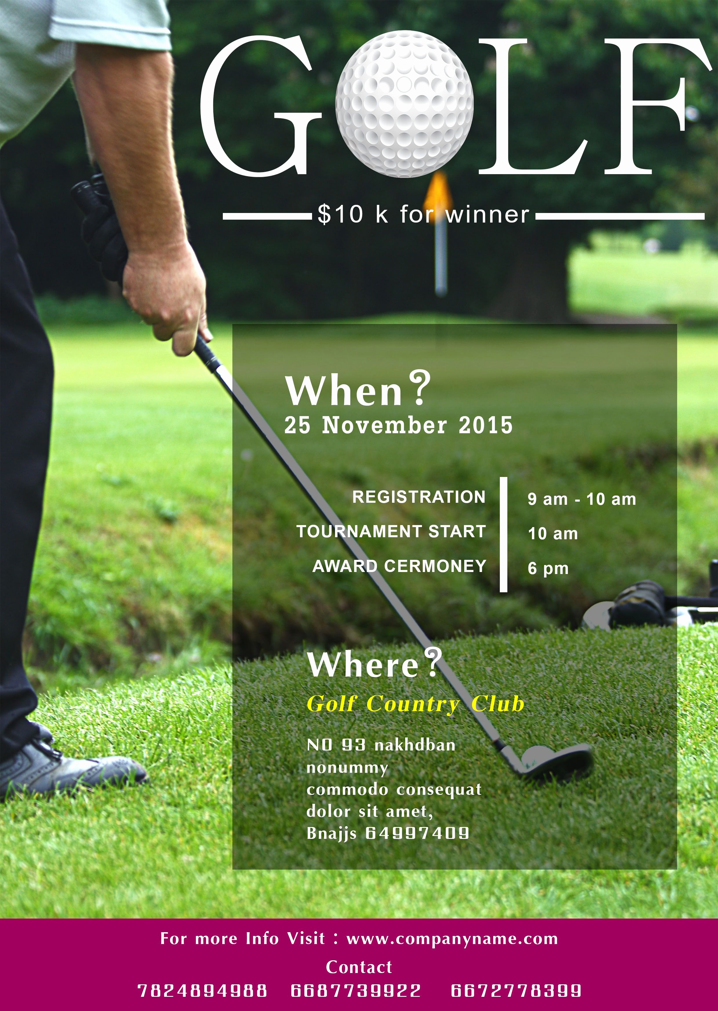 Golf tournament Fundraiser Flyer Lovely Golf tournament Flyer Template Free