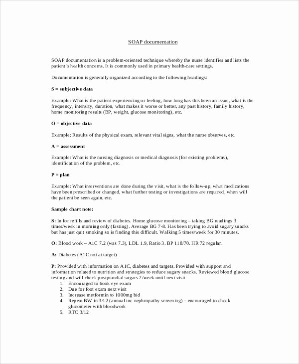 Good Nursing Notes Examples Inspirational soap Note Example 8 Samples In Pdf Word