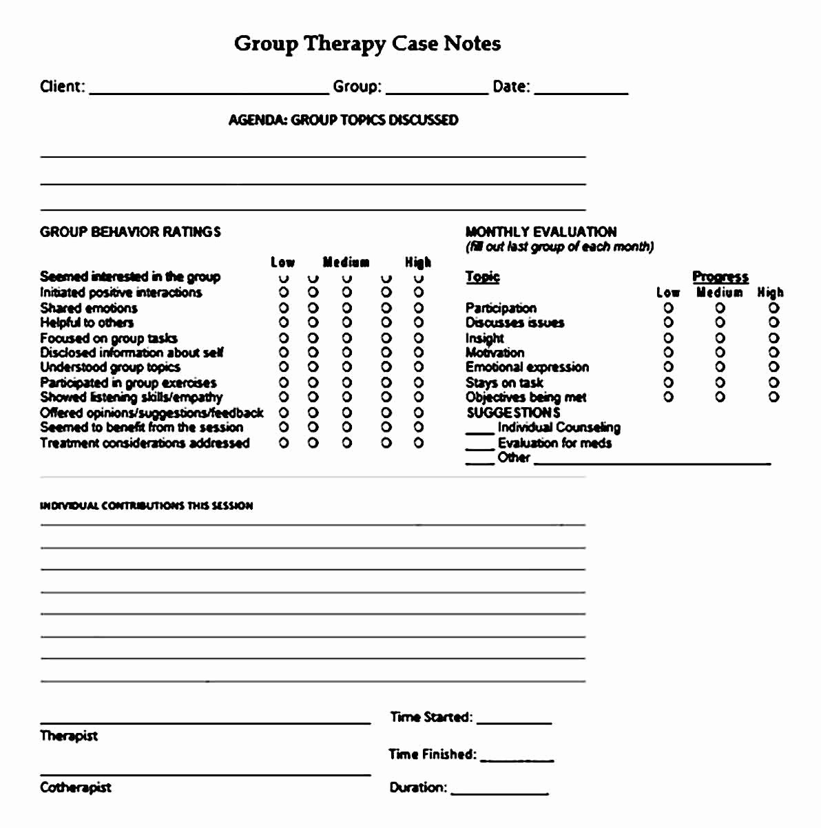 Group therapy Note Template Best Of Sample theraphy Note Template