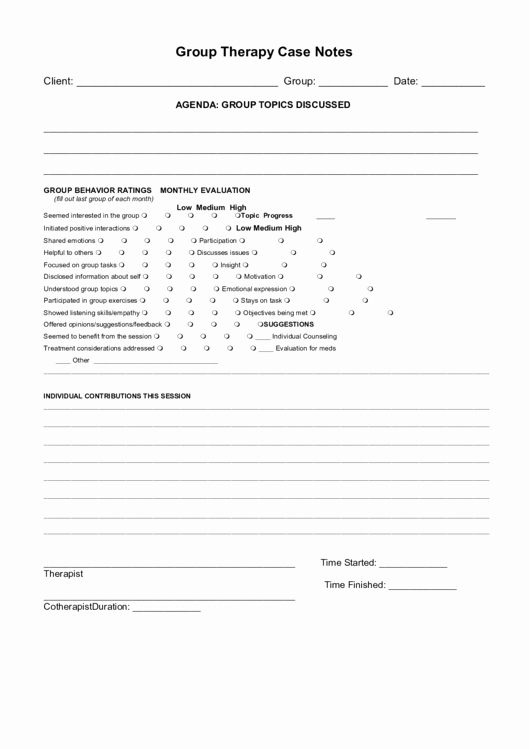 Group therapy Note Template Elegant Group therapy Case Notes Printable Pdf