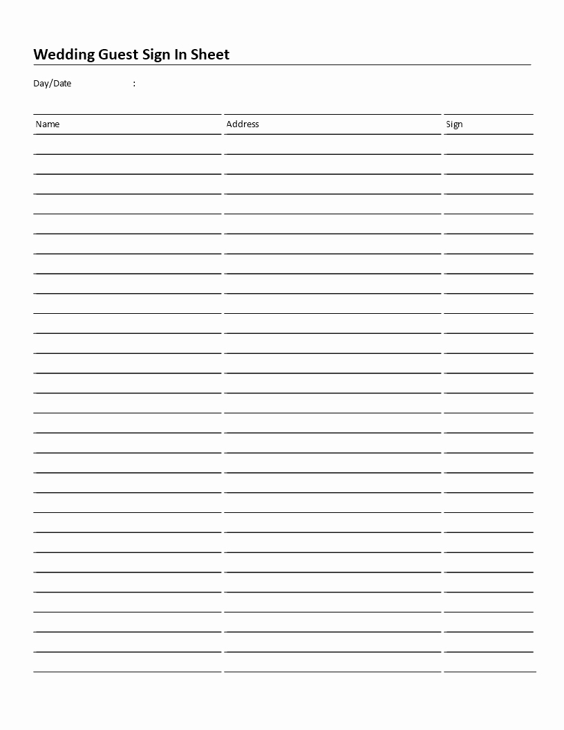 Guest Sign In Sheet Best Of Wedding Guest Sign In Sheet Download This Free Printable