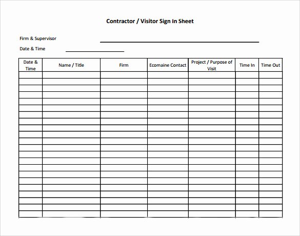Guest Sign In Sheet Elegant Sample Visitor Sign In Sheet 11 Documents In Word Pdf