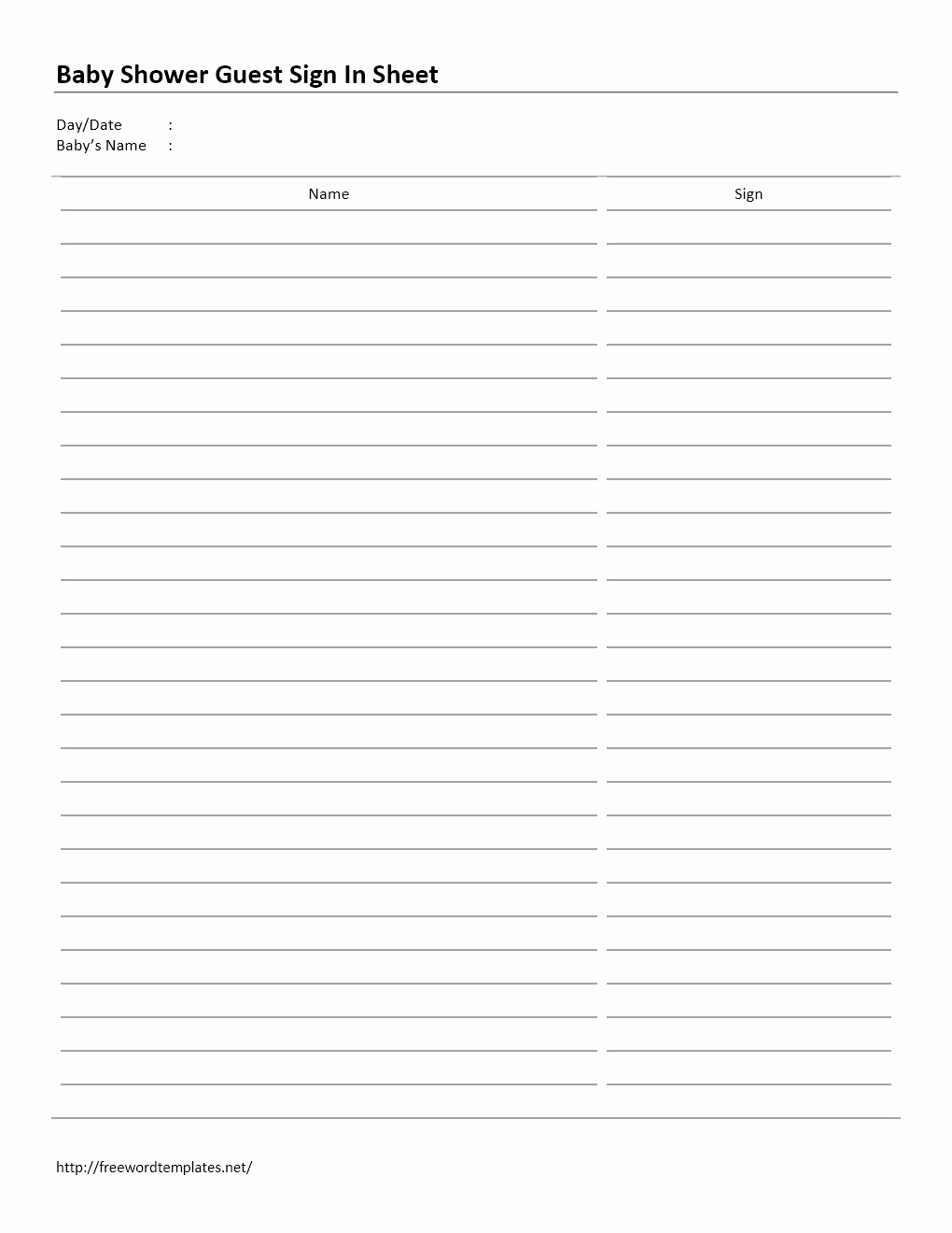Guest Sign In Sheet Fresh Free Microsoft Word Templates Part 5