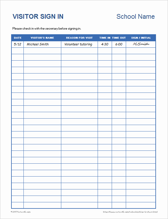Guest Sign In Sheet New Printable Sign In Sheet
