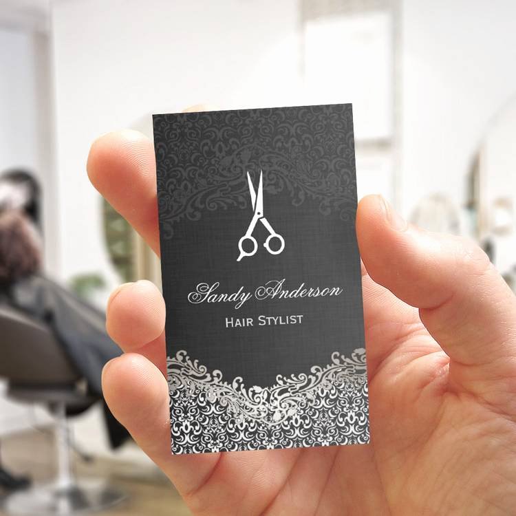 Hair Stylist Business Cards Templates Awesome Elegant Dark Silver Damask Hair Stylist Pack Standard Business Cards