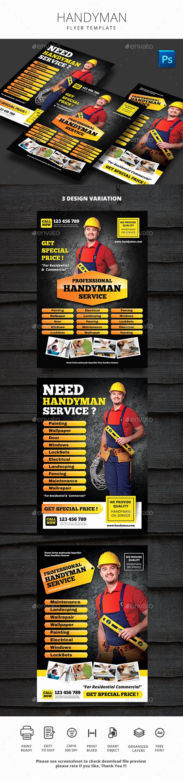 Handyman Flyer Templates Free Download Awesome Handyman Flyer by Monggokerso