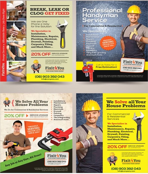 Handyman Flyer Templates Free Download Inspirational 20 Plumber Flyers Word Psd Publisher