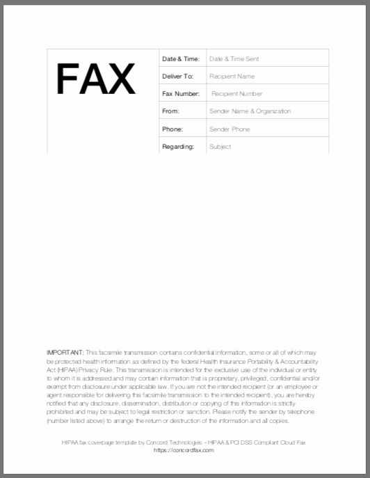 Hipaa Fax Cover Sheet Elegant Free Fax Cover Sheet Templates – Pdf Docx and Google Docs