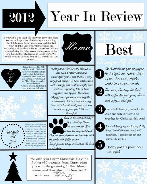 Holiday Newsletter Templates Free Awesome A Year In Review Christmas Letter and Template Stonegable