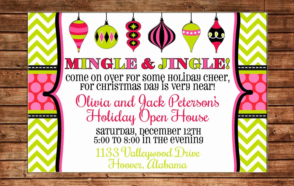 Holiday Open House Invitations Elegant Holiday Christmas ornament Swap Dirty Santa Girls Party Open