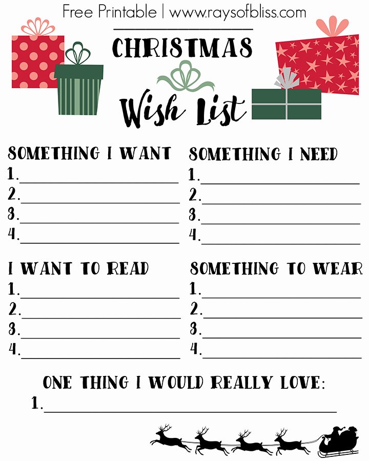 Holiday Wish List Template Beautiful Christmas Wish List Free Printable Using the 4 Gift Rule