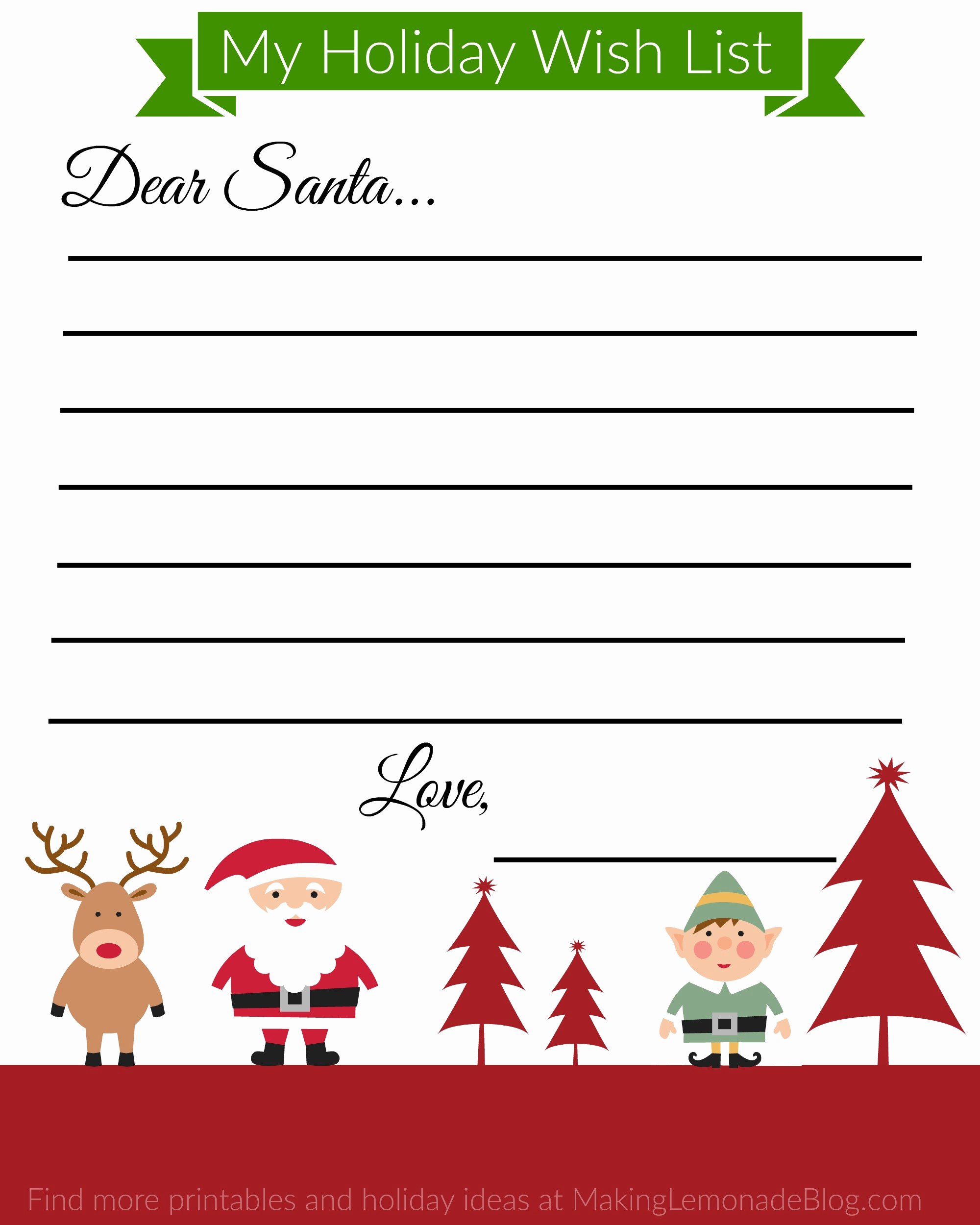 Holiday Wish List Template Beautiful Free Printable Holiday Wish List for Kids