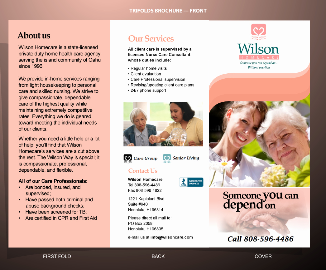 Home Health Care Brochures Best Of Serious Upmarket Brochure Design Design for Wilson Care Group A Pany In United States