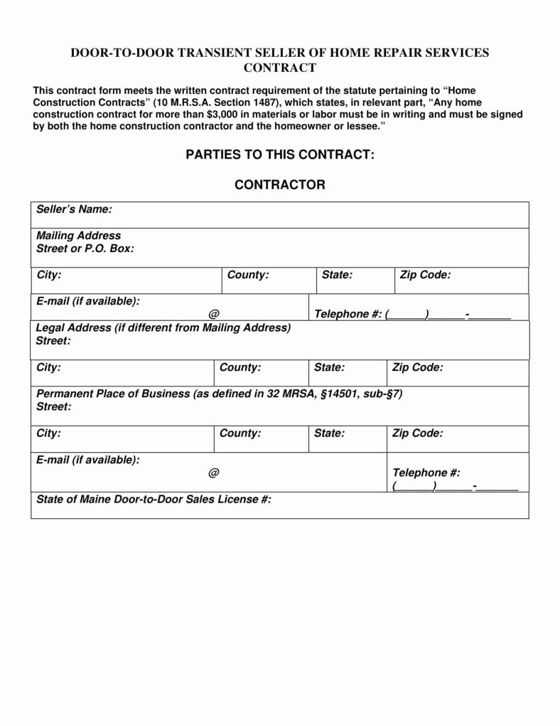 Home Improvement Contract Template Elegant 7 Home Repair Contract Templates Docs Word Pages