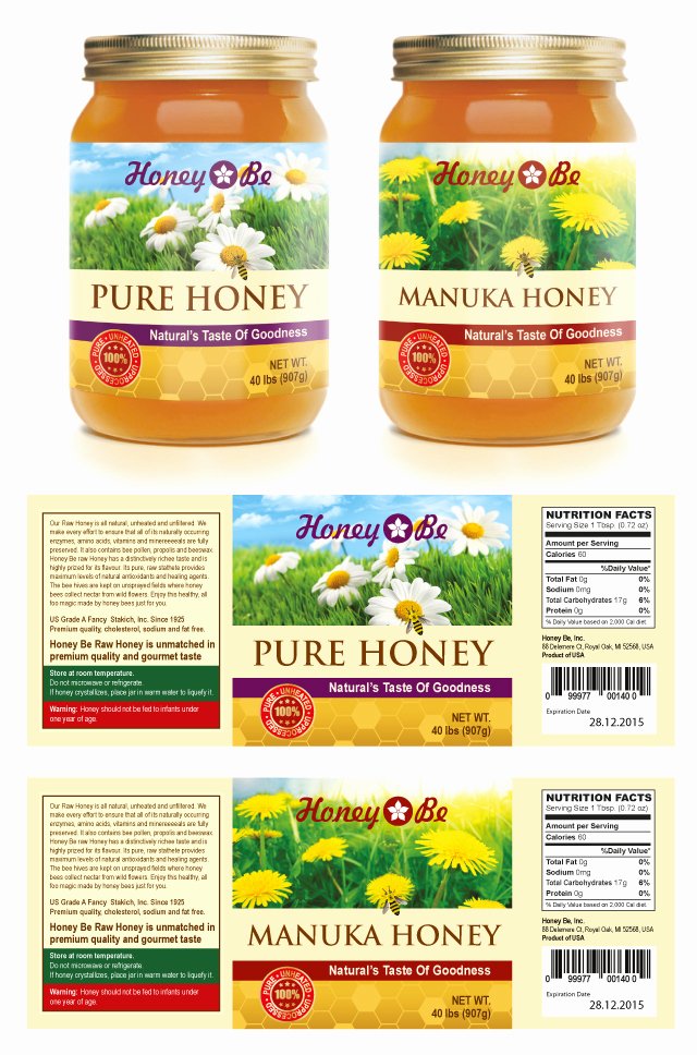 Honey Jar Labels Template Best Of Pure Honey &amp; Manuka Honey Labels Template