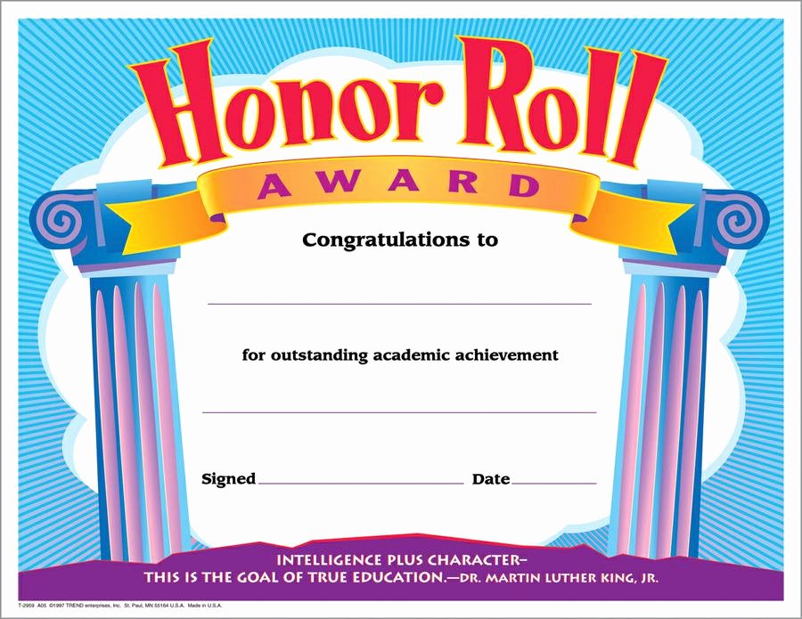 Honor Roll Certificate Templates Free Awesome Honor Roll Certificate