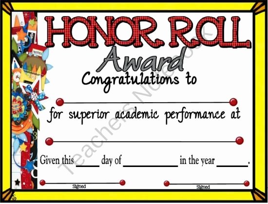 Honor Roll Certificate Templates Free Lovely Honor Roll Certificate 5 From A Teacher In Paradise On Teachersnotebook 1 Page Reward