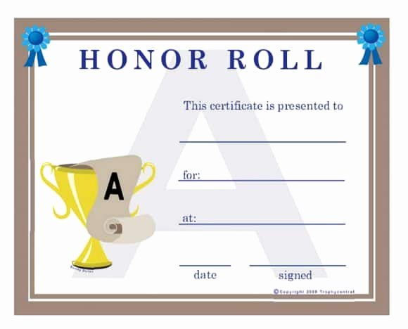 Honor Roll Certificate Templates Free New 40 Honor Roll Certificate Templates &amp; Awards Printable