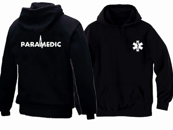 Hoodie Front and Back Fresh Paramedic Symbol Black Hoo Front &amp; Back Print Medic Ts