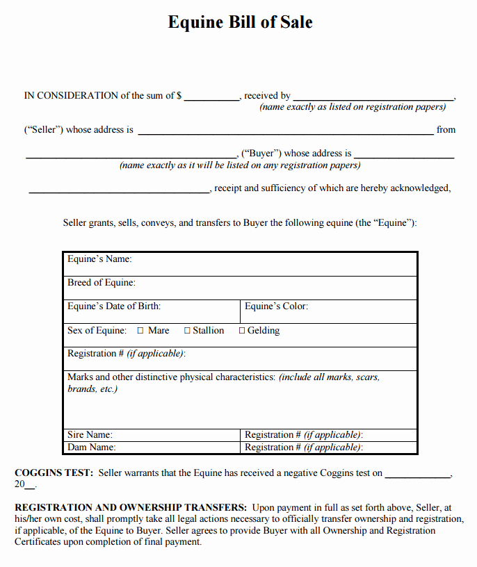 Horse Bill Of Sale form Inspirational Download Free Georgia Equine Bill Sale form