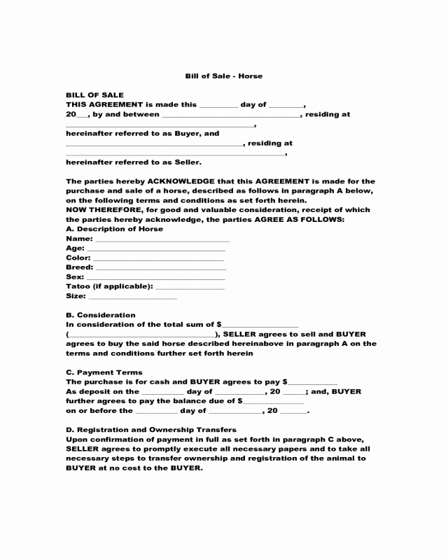 Horse Bill Of Sale form Lovely 2019 Horse Bill Of Sale form Fillable Printable Pdf &amp; forms