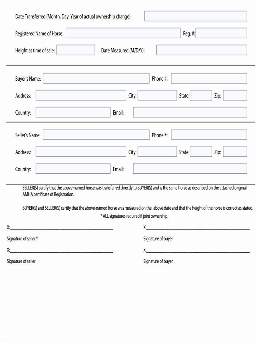 Horse Bill Of Sale form Luxury Free 5 Horse Bill Of Sale forms In Samples Examples formats