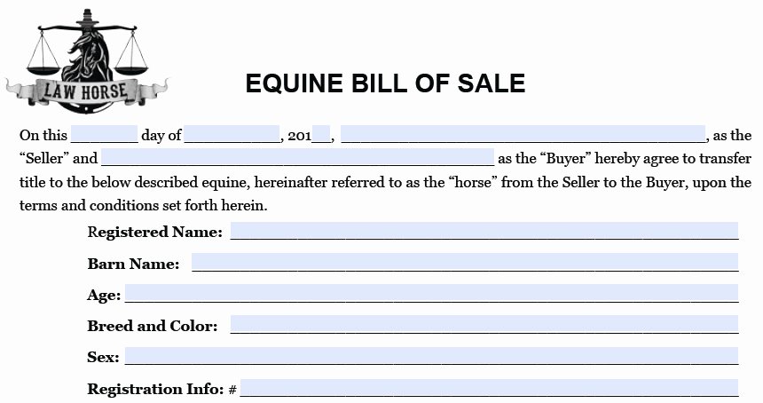 Horse Bill Of Sale forms Lovely Phone