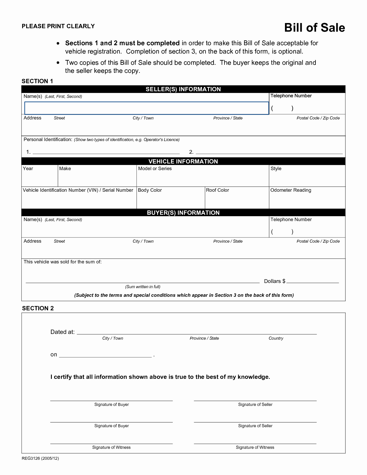 Horse Trailer Bill Of Sale Awesome Free Printable Rv Bill Of Sale form form Generic