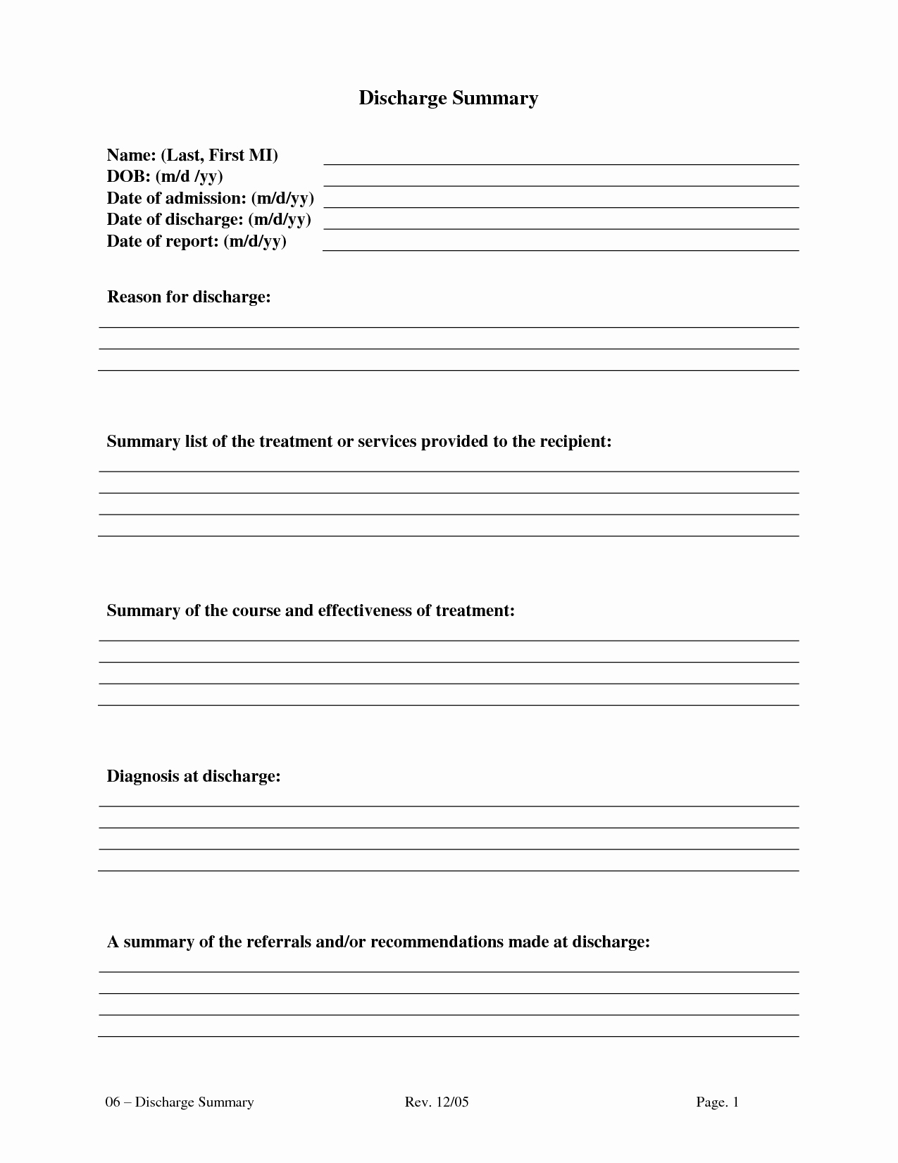 Hospital Discharge Summary Template Best Of Discharge Summary Template