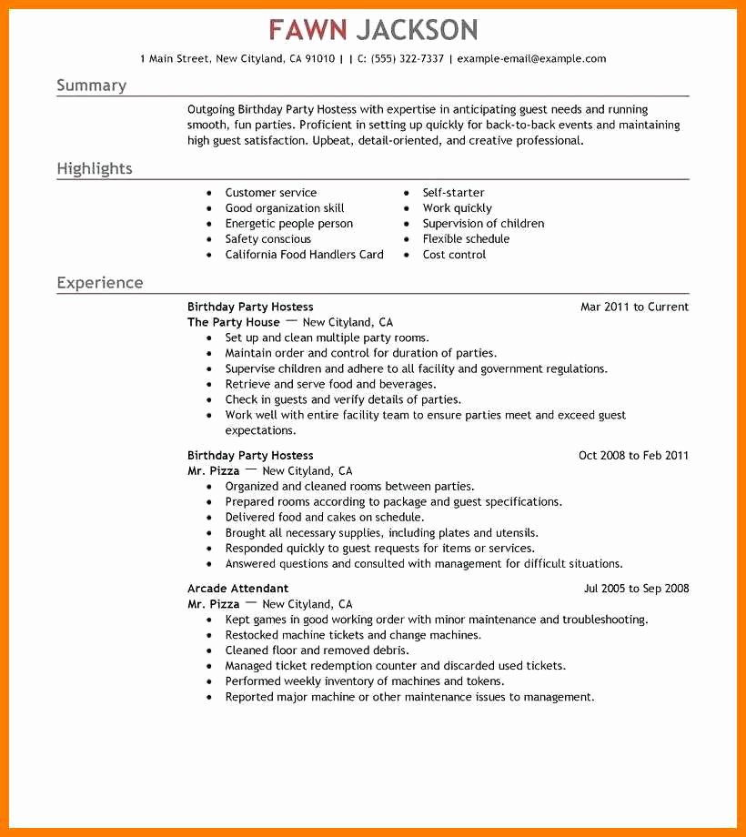 Hostess Job Description for Resume Beautiful 13 14 Party Host Job Description for Resume