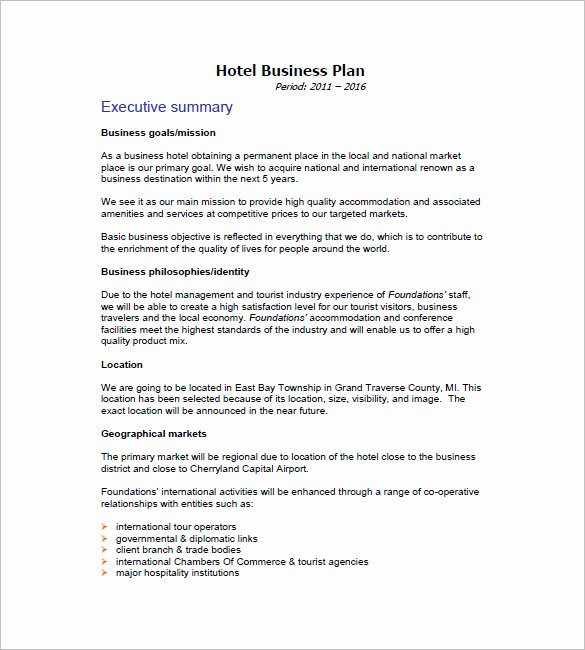 Hotel Business Plan Pdf Inspirational Business Plan Template 74 Free Word Excel Pdf Psd Indesign format Download