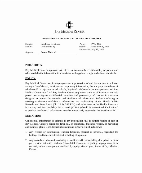 Human Resources Confidentiality Agreement Lovely 12 Human Resources Confidentiality Agreement Templates Free Sample Example format Download