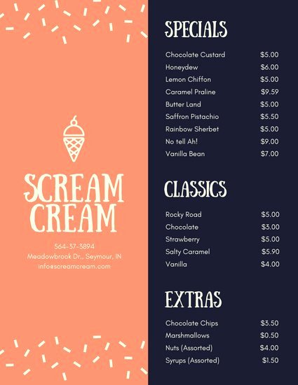Ice Cream Menu Template New Customize 206 Ice Cream Menu Templates Online Canva