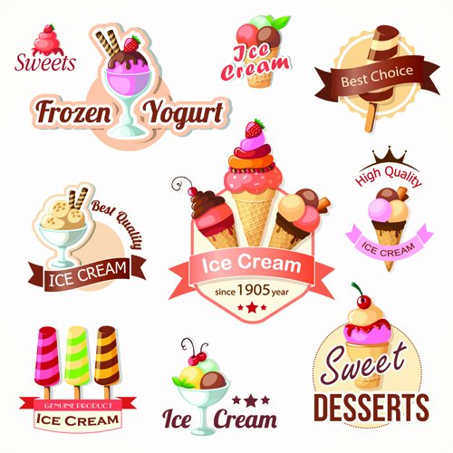 Ice Cream Restaurants Logos Awesome Cute Ice Cream Logos and Labels Vector 02 Free
