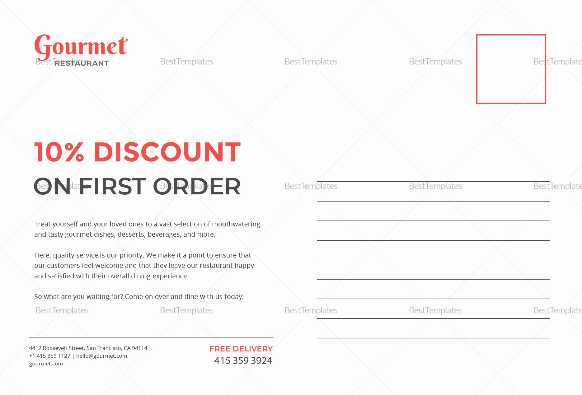 In Design Postcard Template Lovely Restaurant Postcard Template In Psd Word Publisher Illustrator Indesign Apple Pages