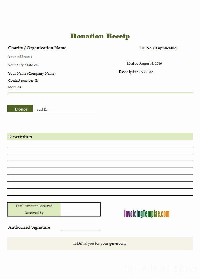 In Kind Donation Receipt Template Lovely Donation Receipt Template for Excel