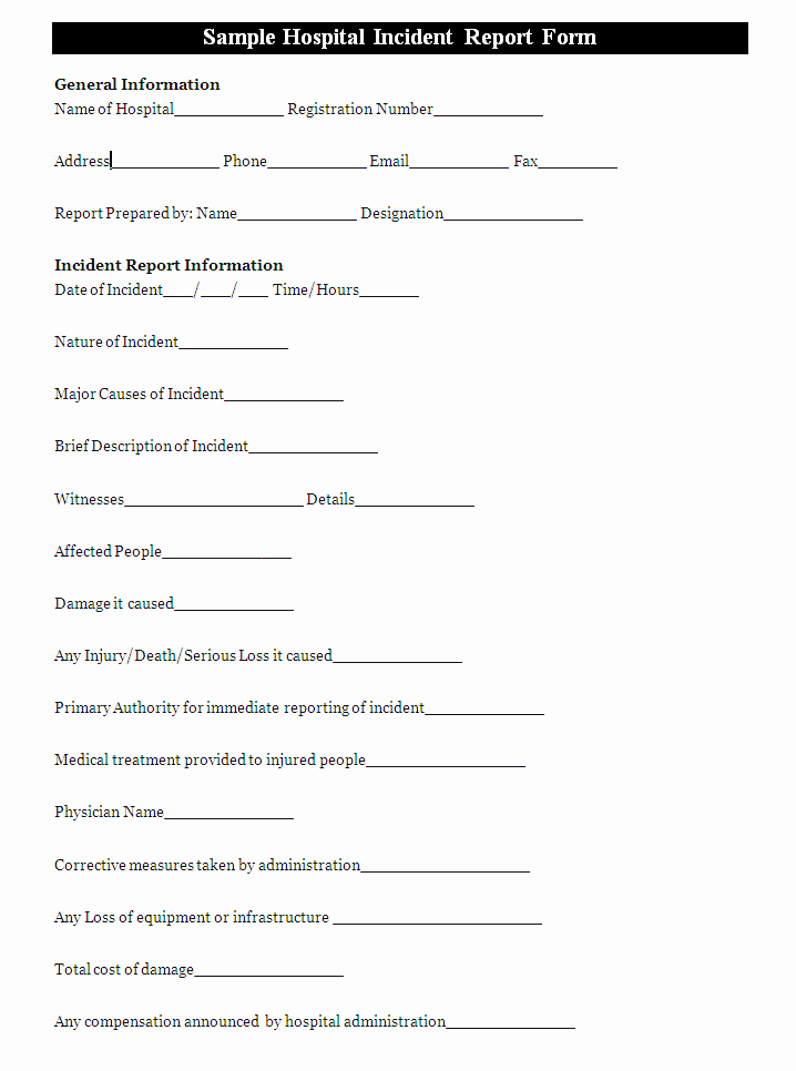 Incident Report Sample In Nursing Elegant A Hospital Incident Report form is Usually Prepared to Report An Incident Occurred In A Hospital
