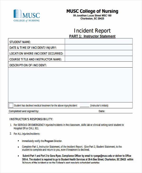 Incident Report Sample In Nursing Lovely 42 Free Incident Report Templates Pdf Word
