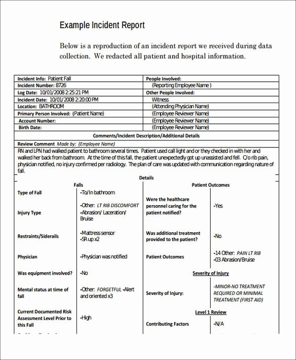 Incident Report Sample In Nursing New 54 Incident Report Samples Pdf Word Docs