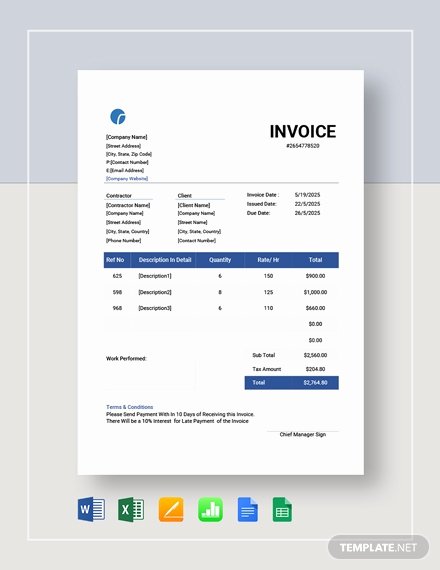 Independent Contractor Invoice Template Elegant 7 Independent Contractor Invoice Templates Pdf Word