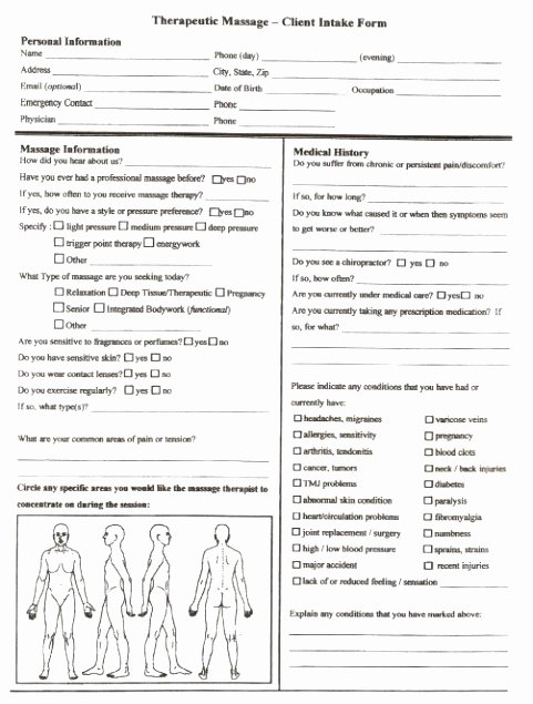 Intake form Template Word Awesome 10 Physical therapy Intake form Template Jruai